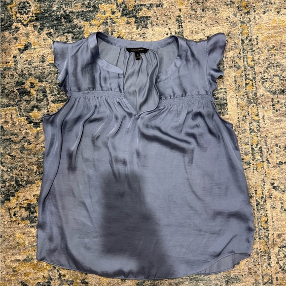 Banana Republic Tops - Banana Republic Light Blue Satin Cap Sleeve Blouse